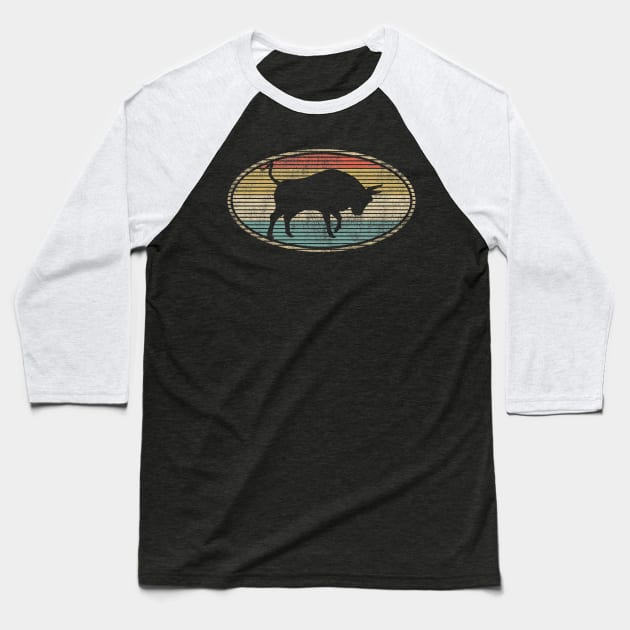 Bull Lovers, Funny Vintage Animal Lovers Design Baseball T-Shirt by FromHamburg